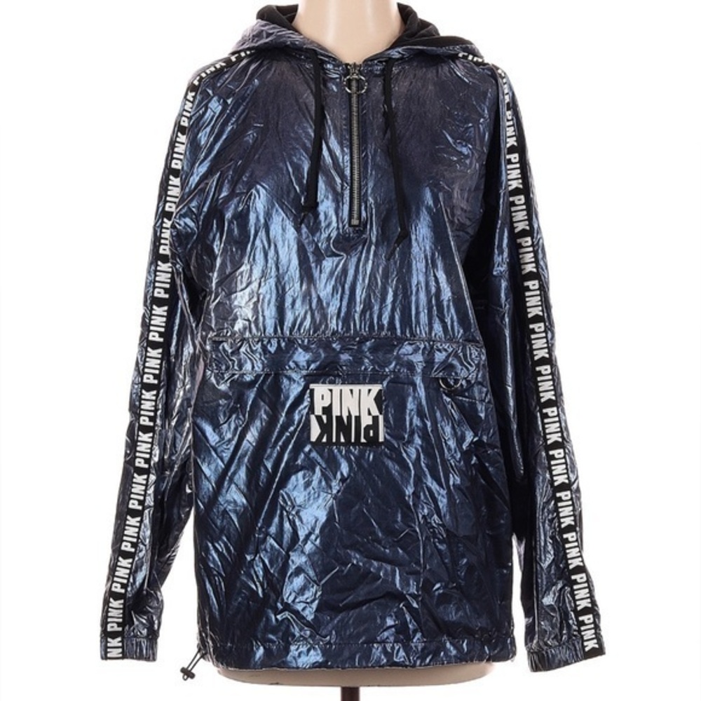 PINK Victorias Secret Metallic Sheen Hoodie Anorak  Size M/L sports Streetwear